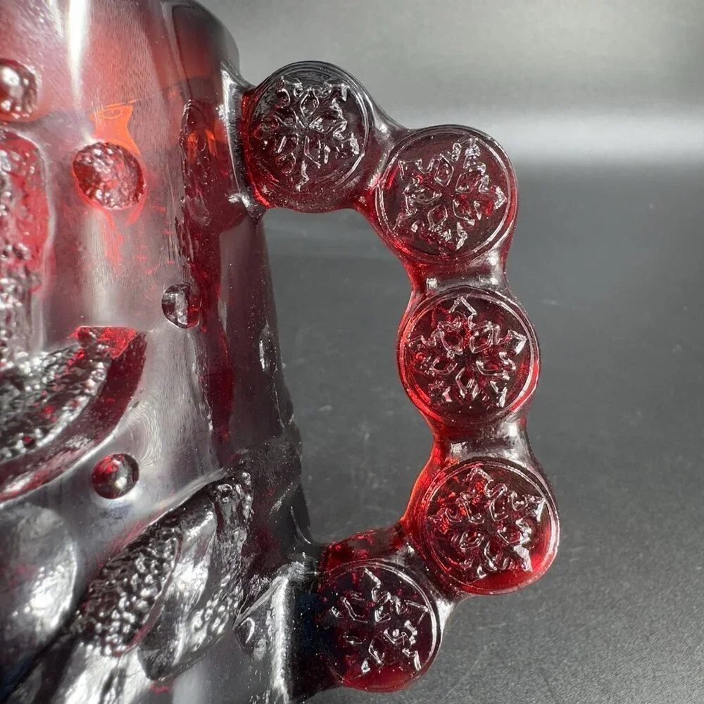 Luminarc Arcoroc Ruby Red Thick Heavy Glass Mug Cup Set Manganese 365nm UV Glow - Picture 7 of 13